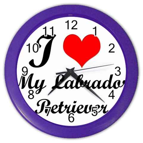 I Love My Labrador Retriever Color Wall Clock from ArtsNow.com Front