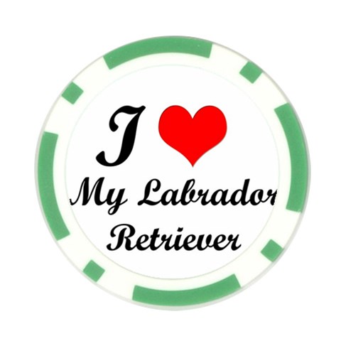 I Love My Labrador Retriever Poker Chip Card Guard (10 pack) from ArtsNow.com Front