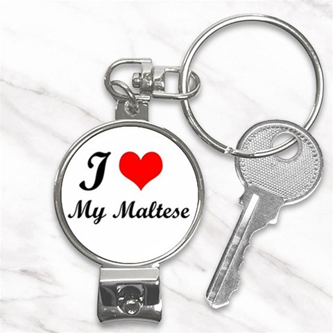 I Love My Maltese Nail Clippers Key Chain from ArtsNow.com Front