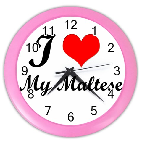 I Love My Maltese Color Wall Clock from ArtsNow.com Front