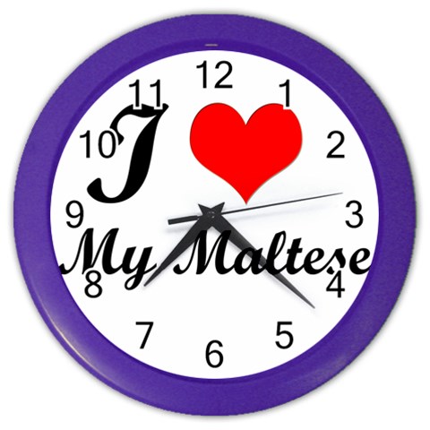 I Love My Maltese Color Wall Clock from ArtsNow.com Front