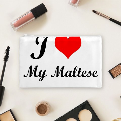 I Love My Maltese Cosmetic Bag (Medium) from ArtsNow.com Front