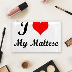 I Love My Maltese Cosmetic Bag (Medium) from ArtsNow.com Front