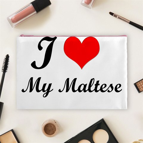 I Love My Maltese Cosmetic Bag (Large) from ArtsNow.com Front