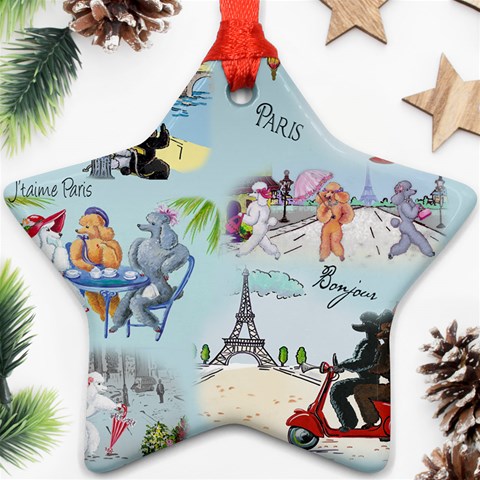 Poodles in Paris Ornament (Star) from ArtsNow.com Front