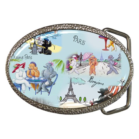 Poodles in Paris Belt Buckle from ArtsNow.com Front