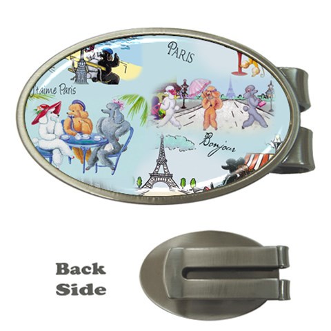 Poodles in Paris Money Clip (Oval) from ArtsNow.com Front