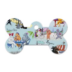 Poodles in Paris Dog Tag Bone (Two Sides) from ArtsNow.com Front