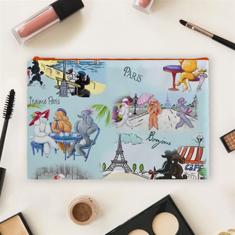 Poodles in Paris Cosmetic Bag (Large) from ArtsNow.com Front