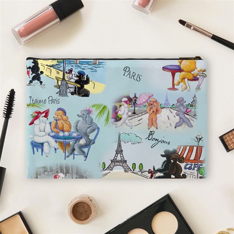 Poodles in Paris Cosmetic Bag (Large) from ArtsNow.com Back