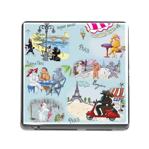 Poodles in Paris Memory Card Reader with Storage (Square) from ArtsNow.com Front