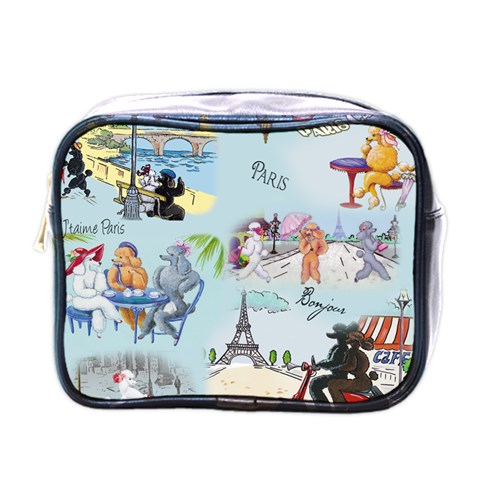 Poodles in Paris Mini Toiletries Bag (One Side) from ArtsNow.com Front