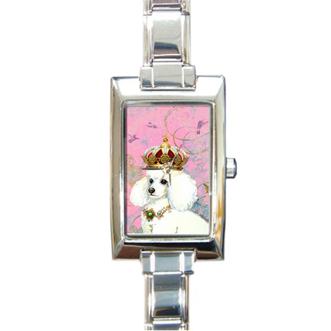 White Poodle Princess Rectangular Italian Charm Watch from ArtsNow.com Front