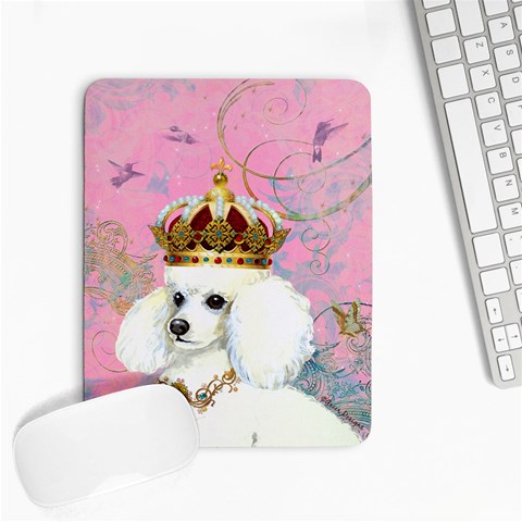 White Poodle Princess Small Mousepad from ArtsNow.com Front