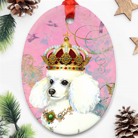 White Poodle Princess Ornament (Oval) from ArtsNow.com Front