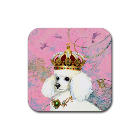 White Poodle Princess Rubber Coaster (Square) from ArtsNow.com Front