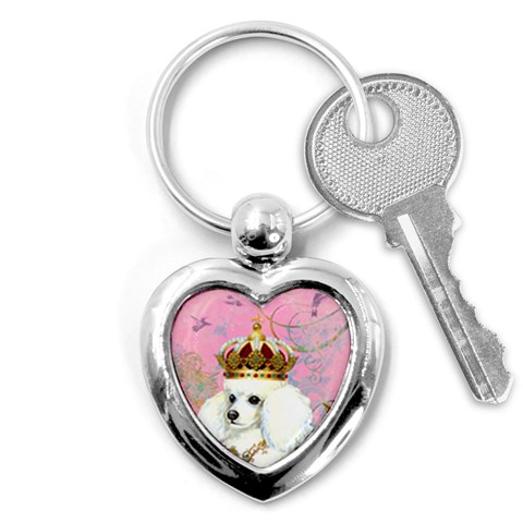 White Poodle Princess Key Chain (Heart) from ArtsNow.com Front