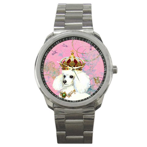 White Poodle Princess Sport Metal Watch from ArtsNow.com Front