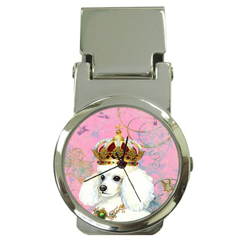 White Poodle Princess Money Clip Watch from ArtsNow.com Front