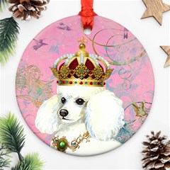 White Poodle Princess Round Ornament (Two Sides) from ArtsNow.com Front