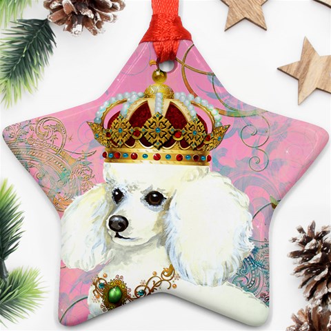 White Poodle Princess Star Ornament (Two Sides) from ArtsNow.com Front