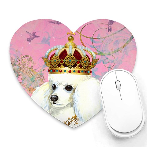 White Poodle Princess Mousepad (Heart) from ArtsNow.com Front