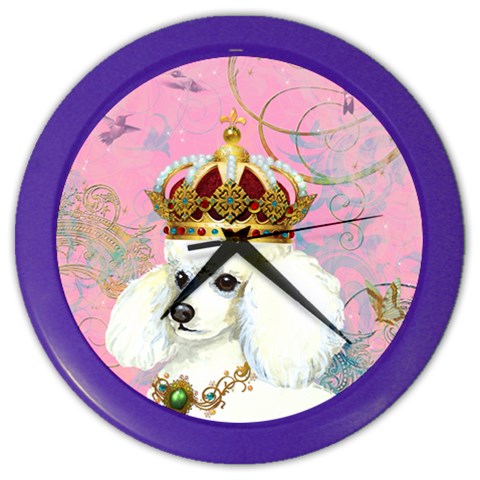 White Poodle Princess Color Wall Clock from ArtsNow.com Front