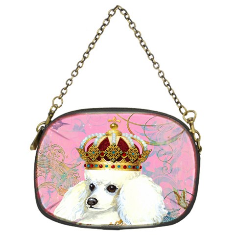 White Poodle Princess Chain Purse (One Side) from ArtsNow.com Front