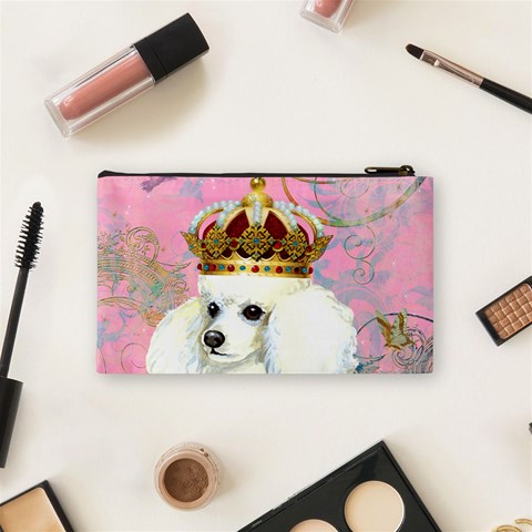 White Poodle Princess Cosmetic Bag (Small) from ArtsNow.com Back