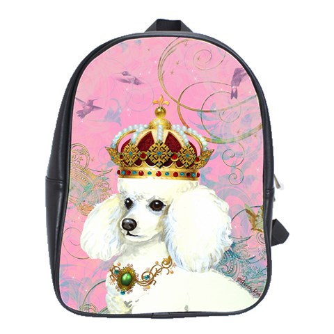 White Poodle Princess School Bag (Large) from ArtsNow.com Front