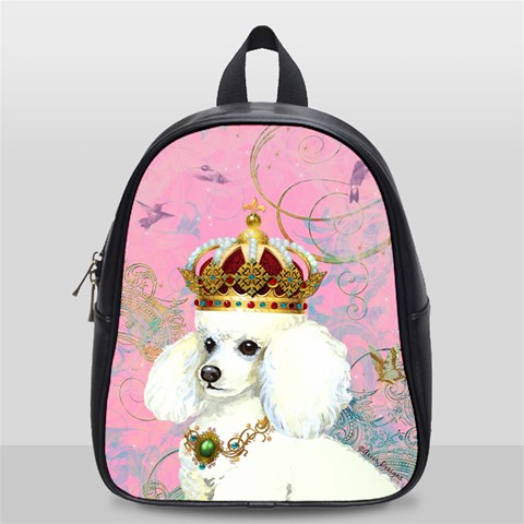 White Poodle Princess School Bag (Small) from ArtsNow.com Front