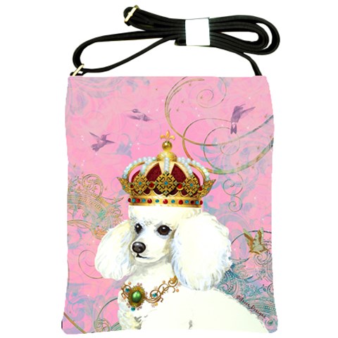 White Poodle Princess Shoulder Sling Bag from ArtsNow.com Front