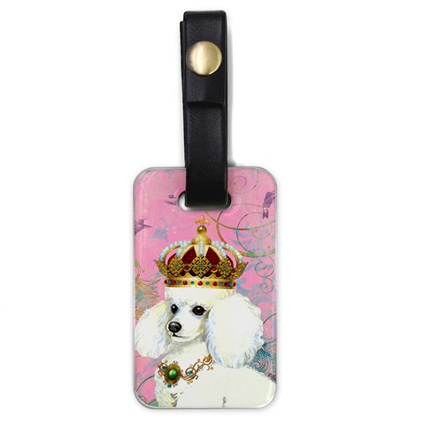 White Poodle Princess Luggage Tag (one side) from ArtsNow.com Front