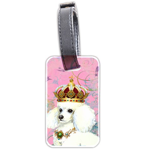 White Poodle Princess Luggage Tag (two sides) from ArtsNow.com Front