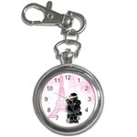 Black Poodle Eiffel Tower in Pink Key Chain Watch