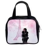 Black Poodle Eiffel Tower in Pink Classic Handbag (Two Sides)