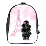 Black Poodle Eiffel Tower in Pink School Bag (Large)
