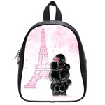 Black Poodle Eiffel Tower in Pink School Bag (Small)