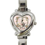 Black Poodle Marie Antoinette Heart Italian Charm Watch
