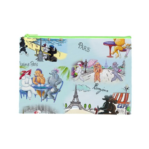 Poodles in Paris Cosmetic Bag (Large) from ArtsNow.com Front