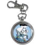 White Poodle Biker Chick Key Chain Watch