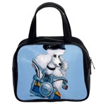 White Poodle Biker Chick Classic Handbag (Two Sides)