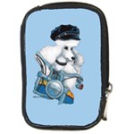 White Poodle Biker Chick Compact Camera Leather Case