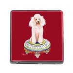 White Poodle on Tuffet Memory Card Reader with Storage (Square)