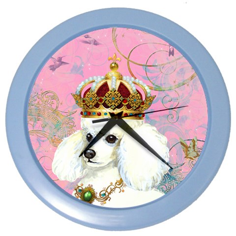 White Poodle Princess Color Wall Clock from ArtsNow.com Front