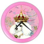 White Poodle Princess Color Wall Clock