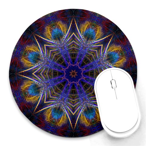 Purple Web Mandala Round Mousepad from ArtsNow.com Front