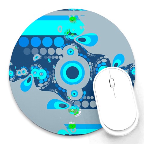 Electro Blue Circles Round Mousepad from ArtsNow.com Front