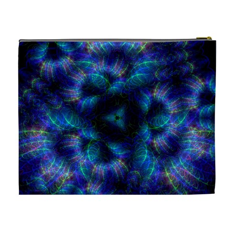 Fractal Blue Dreams Cosmetic Bag (XL) from ArtsNow.com Back