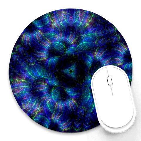 Fractal Blue Dreams Round Mousepad from ArtsNow.com Front